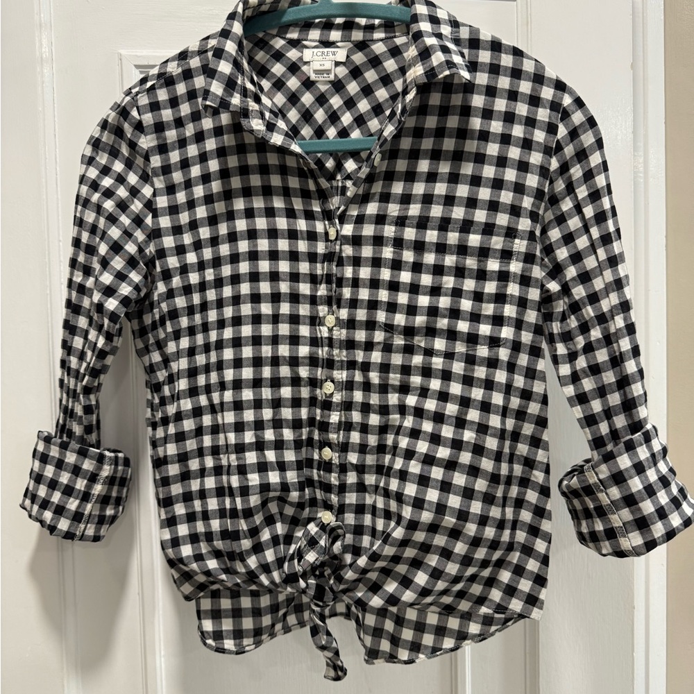 JCREW XS Black and White Checkered Women's Top - Picture 4 of 10